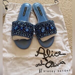 Alice + Olivia Blue Embellished Sandals